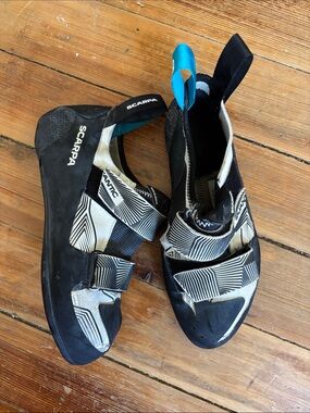 Scarpa Black, White & Teal Rock Climbing Shoes